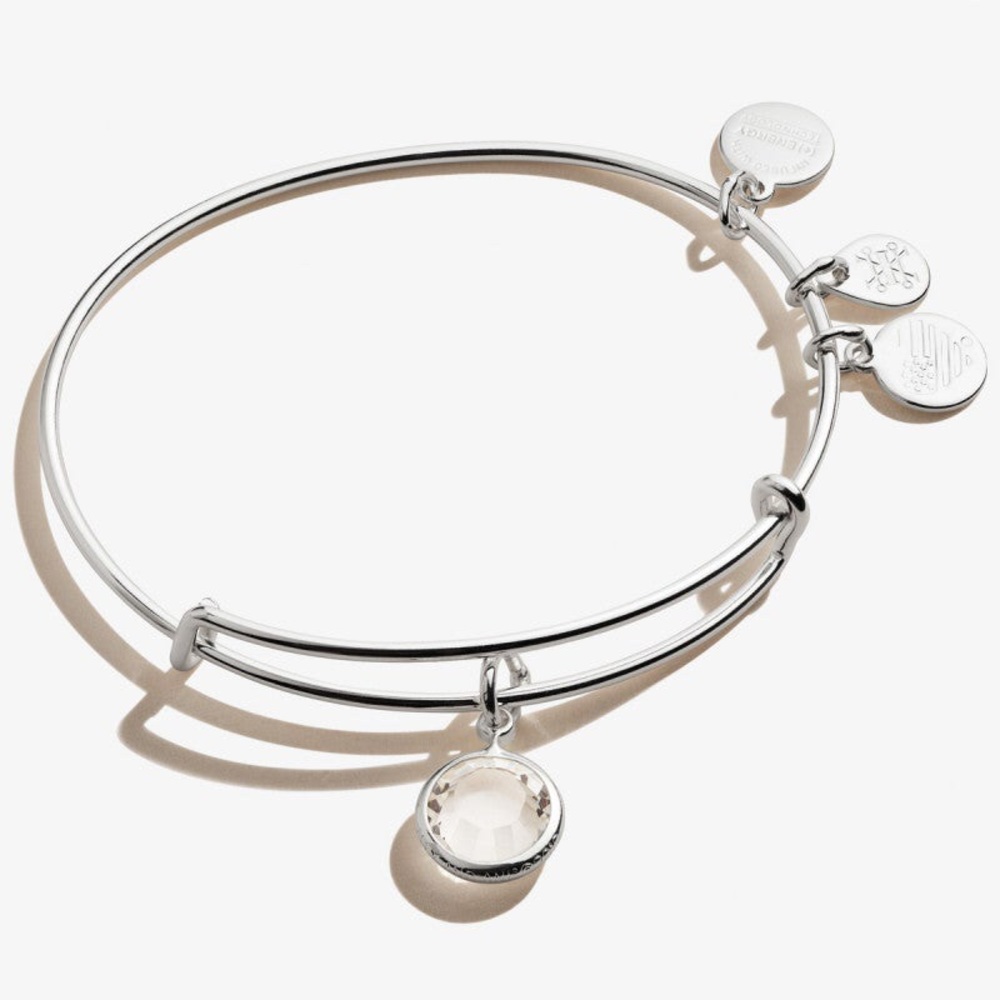 Alex and Ani Clear Crystal Birthstone Charm Bangle